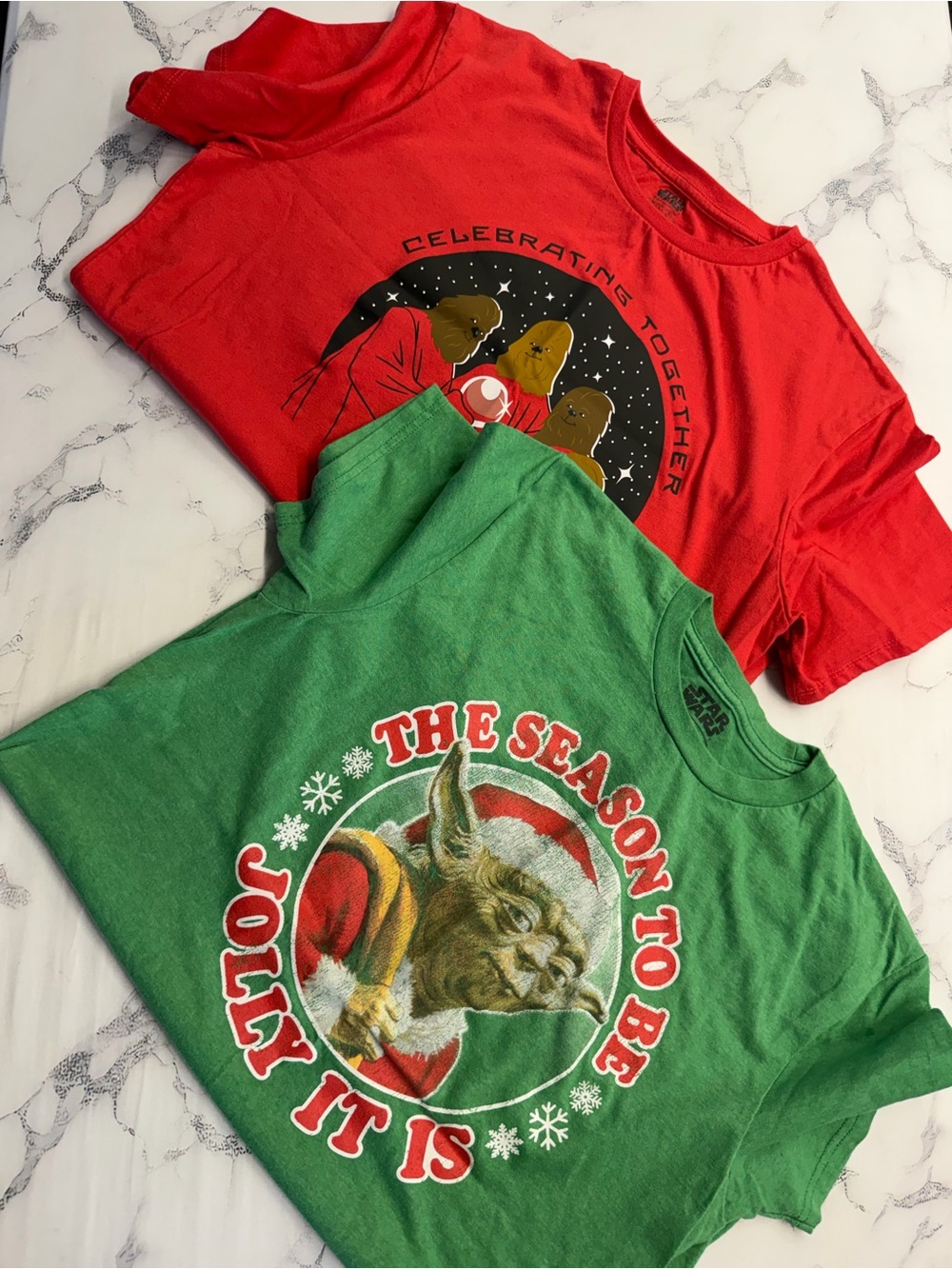 Star Wars Red & Green Holiday Graphic Short Sleeve Tees